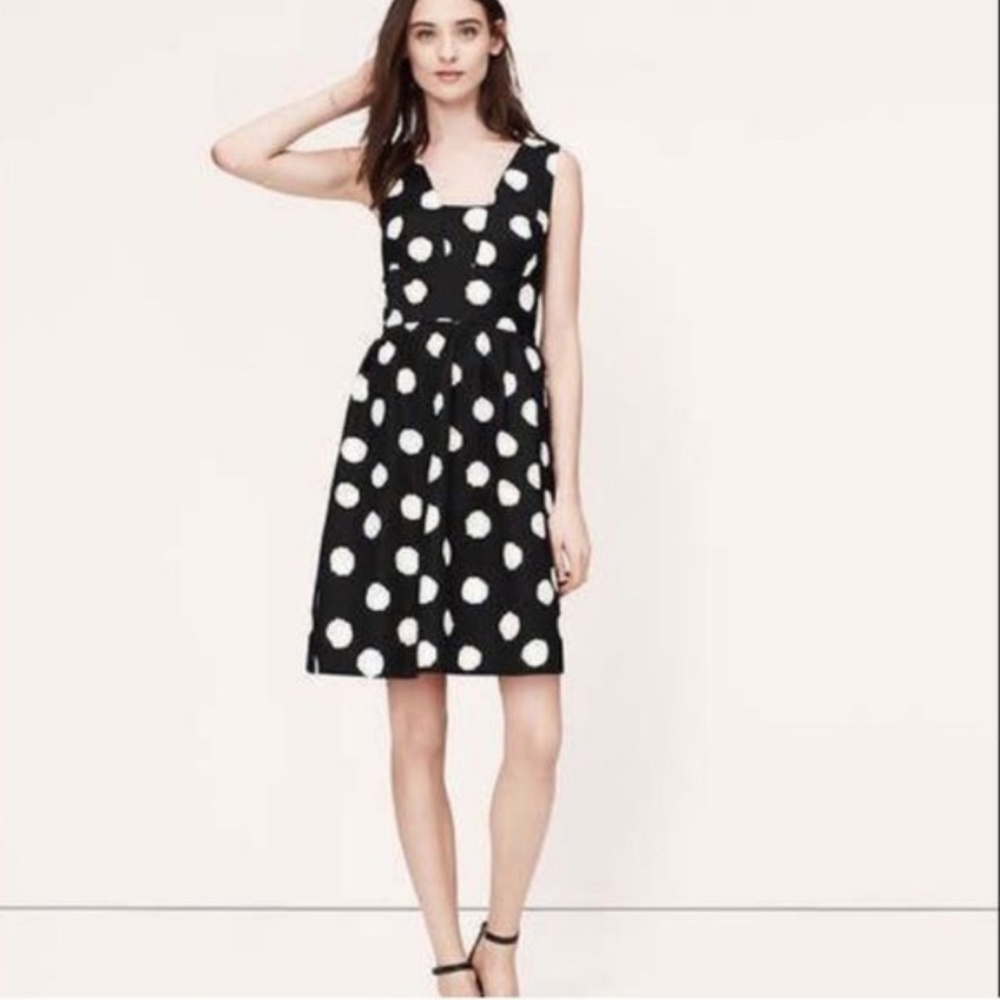 Loft Polka Dot Sleeveless Skater A-Line Dress